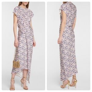 Paco Rabanne Asymmetrical Floral MIDI Dress Sz 38